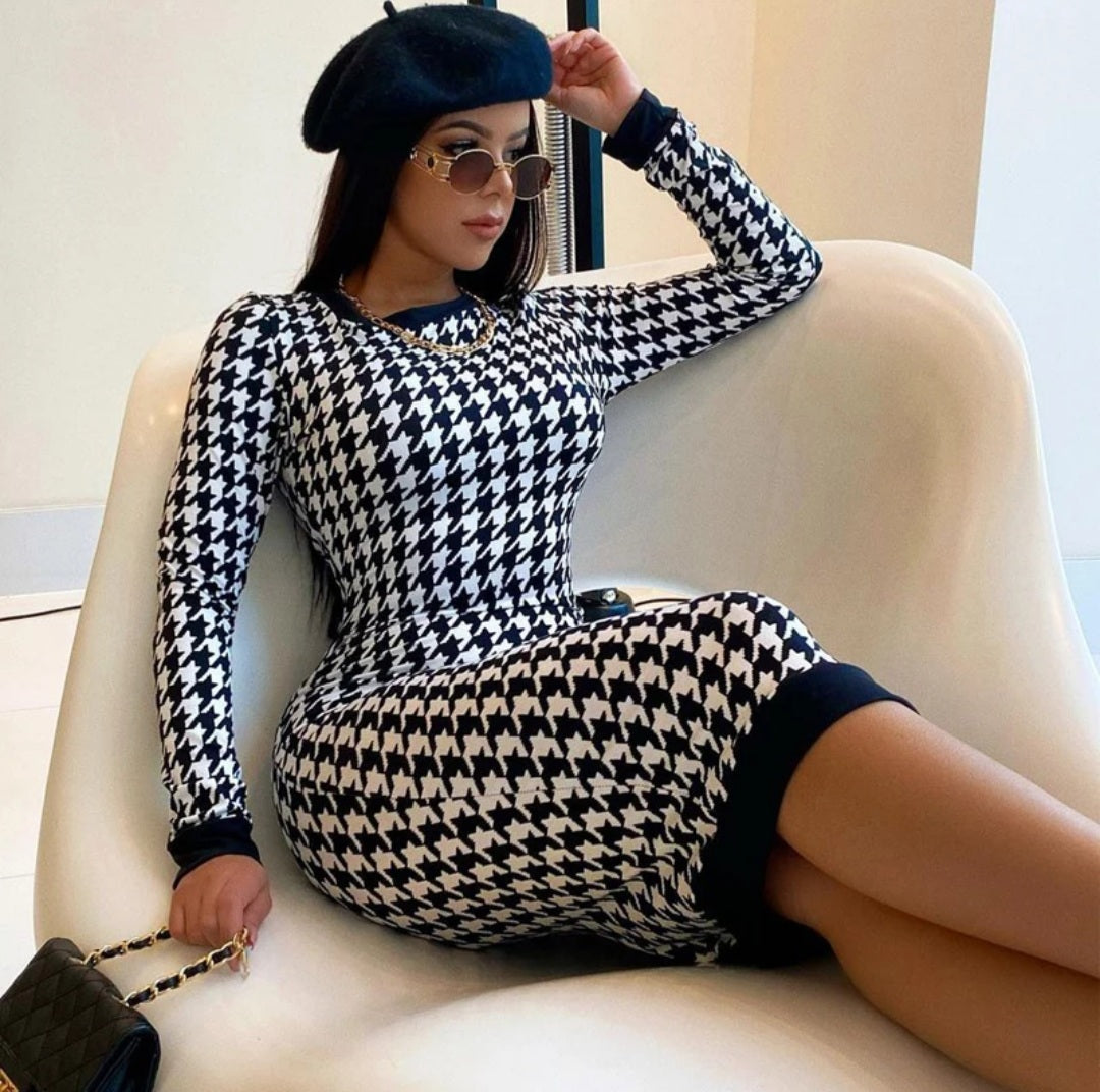 Houndstooth Midi Dress Isabella Magazine Shop Houndstooth Midi Dress Isabella Magazine Shop