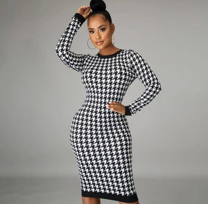 Houndstooth Midi Dress