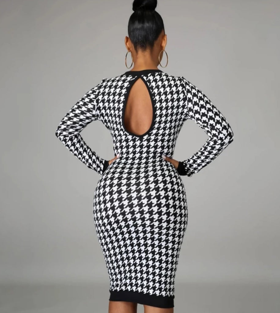 Houndstooth Midi Dress