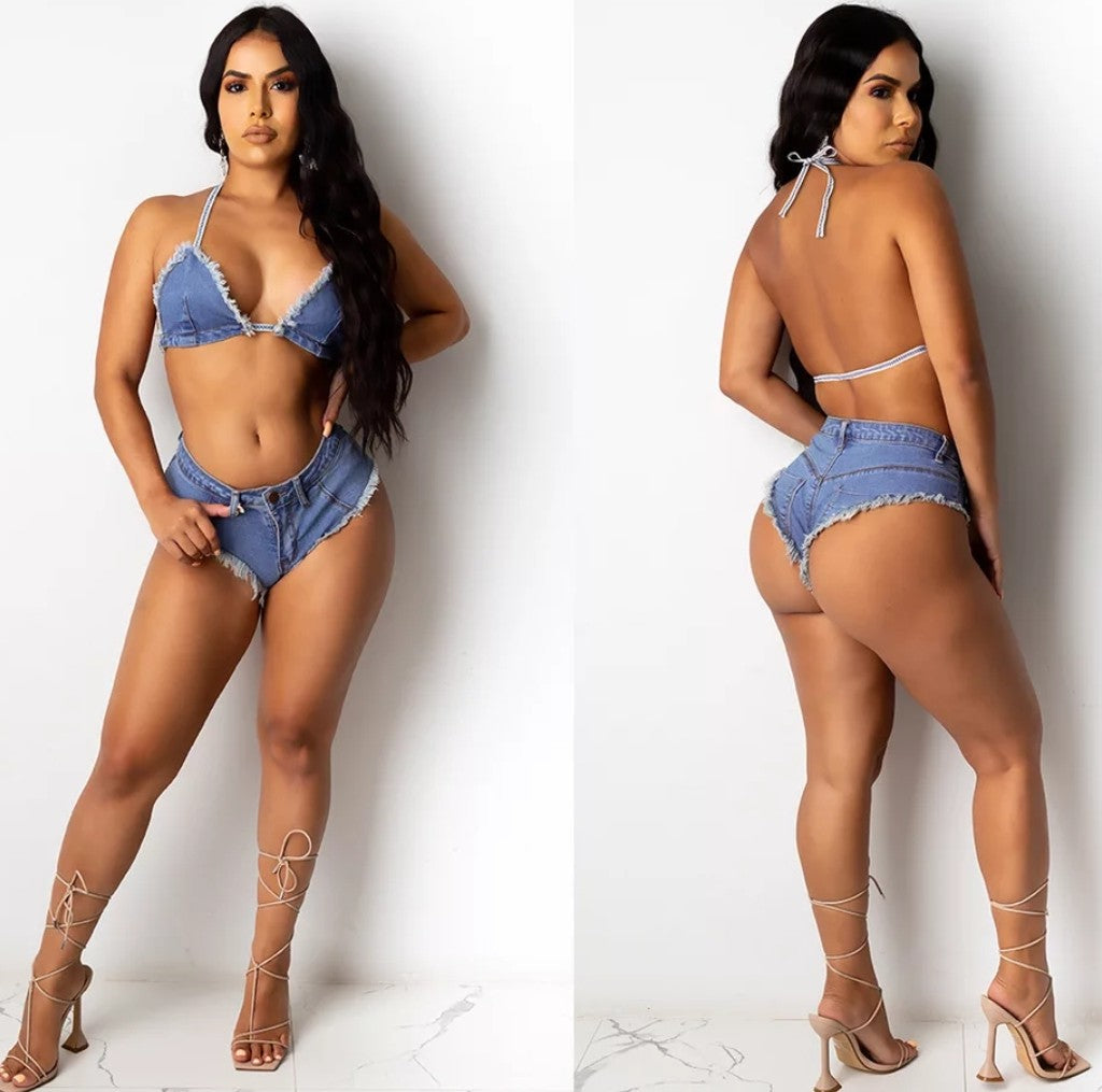 Denim Short Top Set