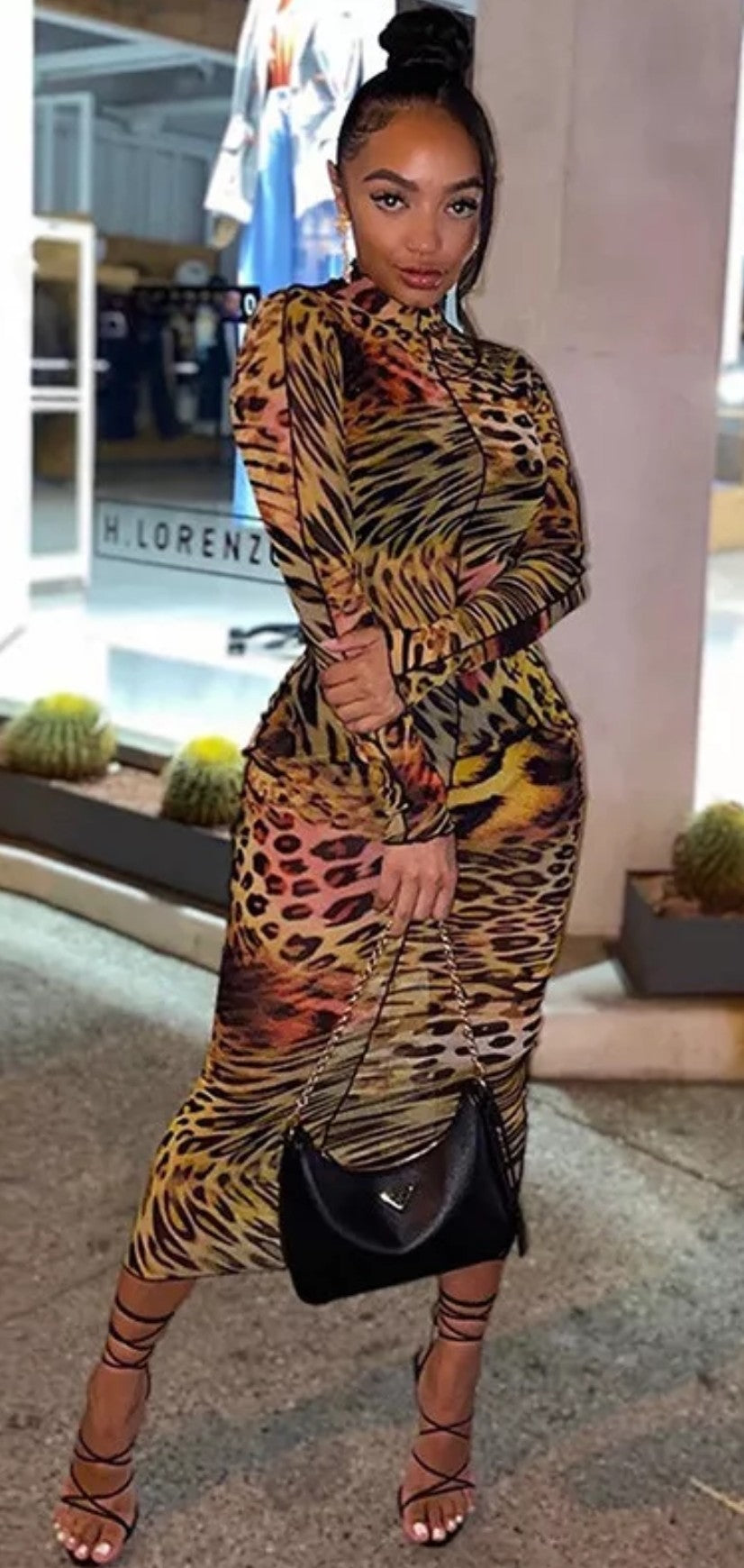 Mesh Multi Color Leopard Dress