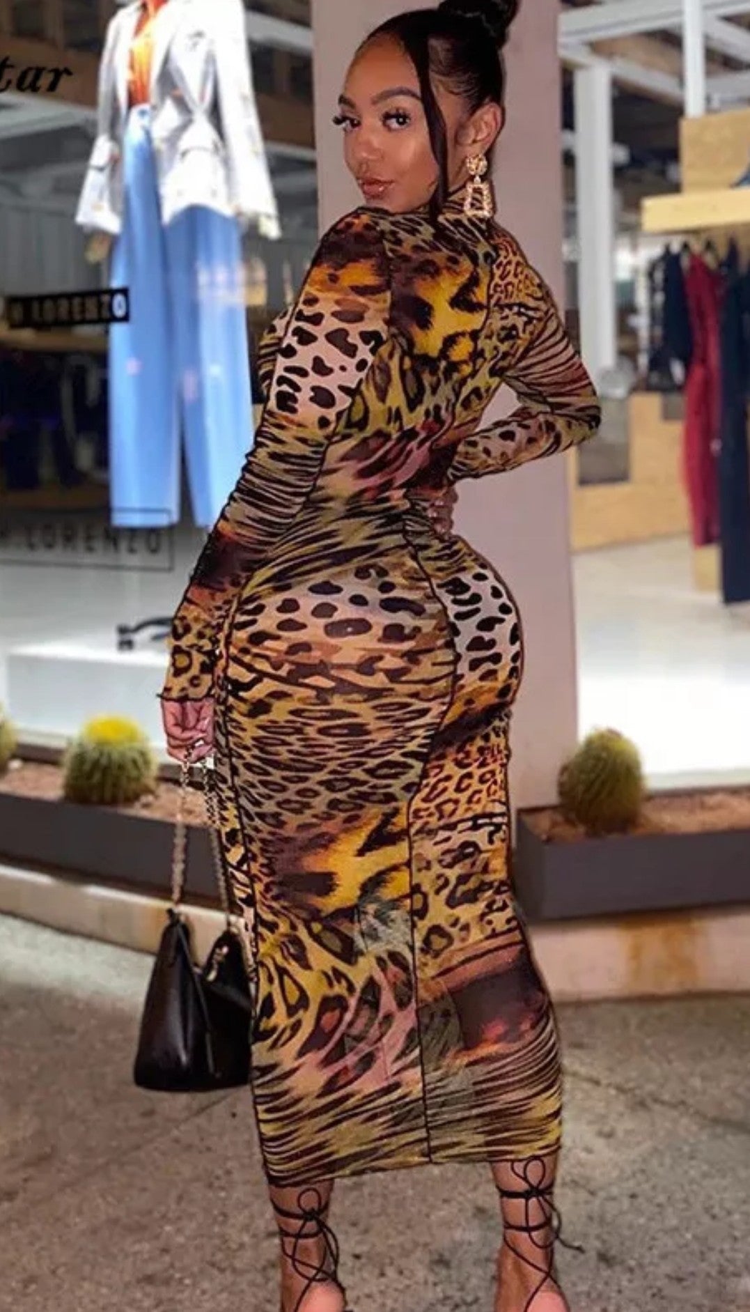 Mesh Multi Color Leopard Dress