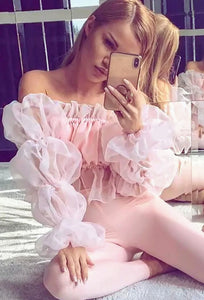 Mesh Top Ruffles