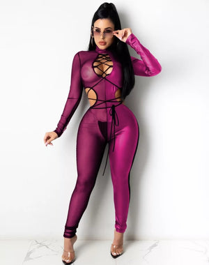 Club BodyCon Faux Leather and Mesh