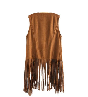 Faux Suede Fringe Cardigans