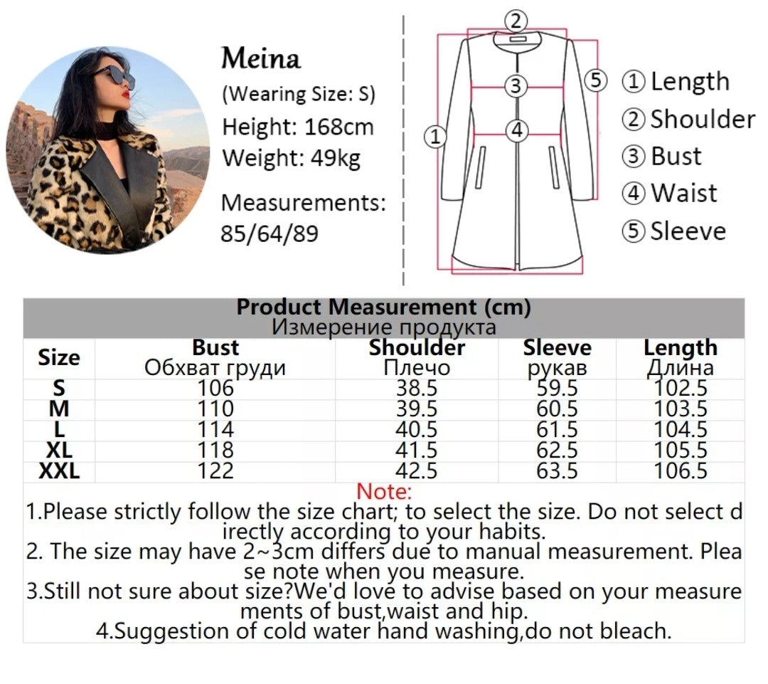 Leopard Print European Full Length Trench Coat